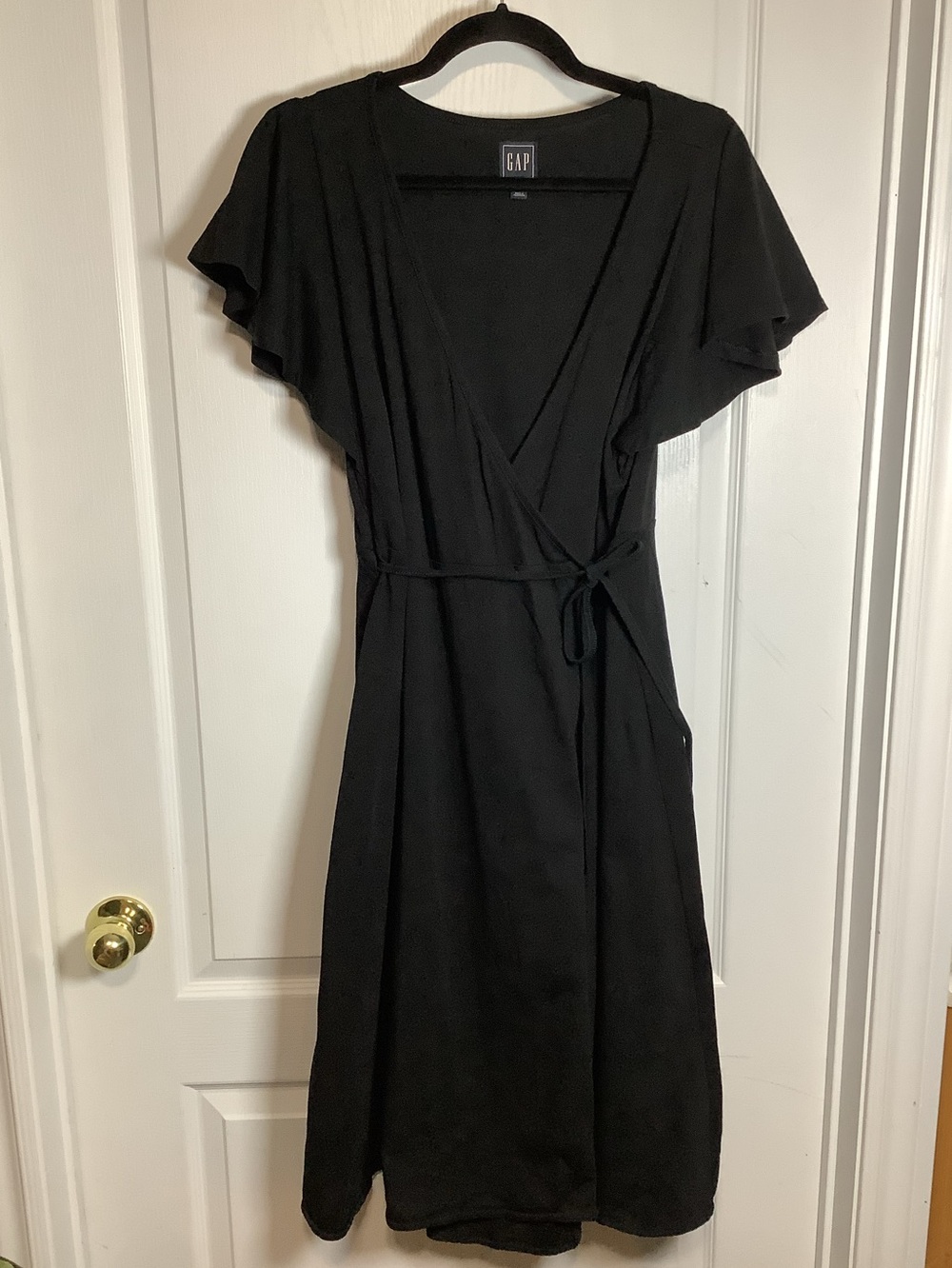 GAP Black Cotton Wrap Dress for Women